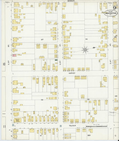 Sanborn Fire Insurance Map from Washington, Beaufort County, North Carolina (1901), Sheet #0009 - Complete Map Set gallery image, historic Sanborn map, vintage wall art, Washington Washington