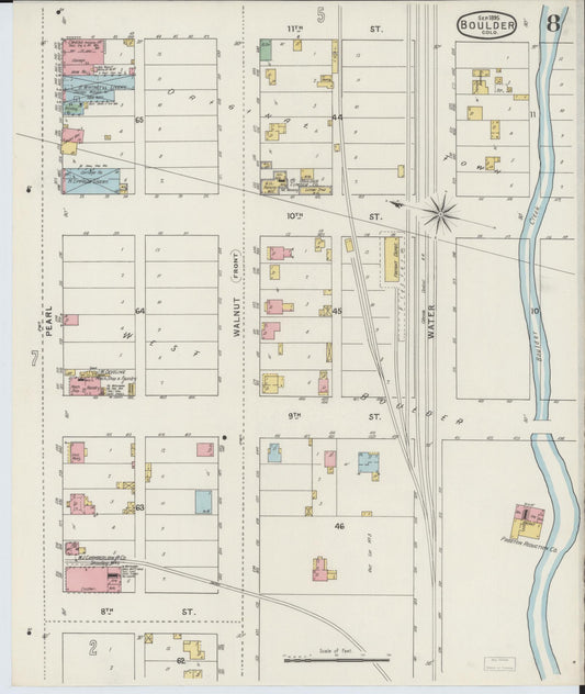 Sanborn Fire Insurance Map from Boulder, Boulder County, Colorado (1895), Sheet #0008 - Historic Sanborn Fire Insurance Map Print, vintage old map wall art, antique decor, genealogy gift, Colorado Colorado map