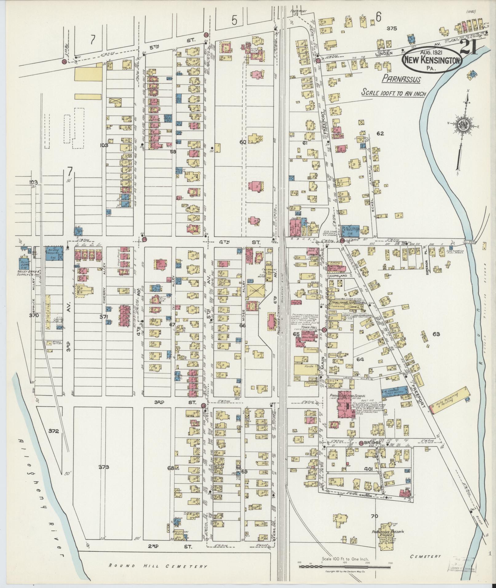 Sanborn Fire Insurance Map from New Kensington, Westmoreland County, Pennsylvania (1921), Sheet #0021 - Complete Map Set gallery image, historic Sanborn map, vintage wall art, Pennsylvania Pennsylvania