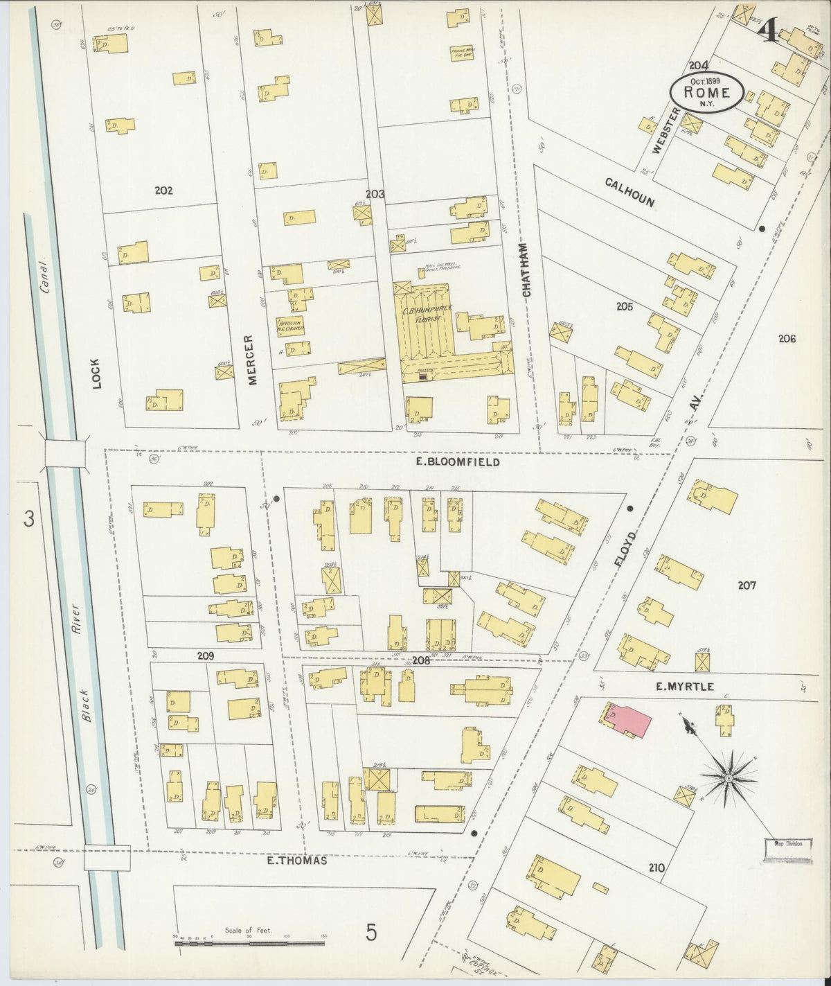 Sanborn Fire Insurance Map from Rome, Oneida County, New York (1899), Sheet #0004 - Complete Map Set gallery image, historic Sanborn map, vintage wall art, New York New York