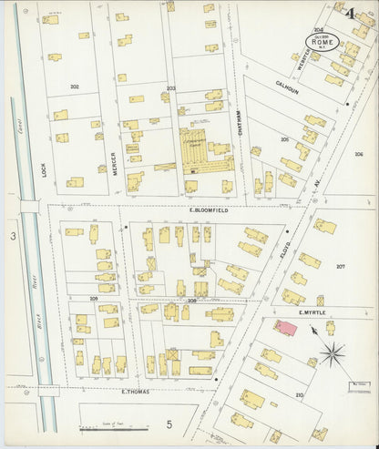 Sanborn Fire Insurance Map from Rome, Oneida County, New York (1899), Sheet #0004 - Complete Map Set gallery image, historic Sanborn map, vintage wall art, New York New York