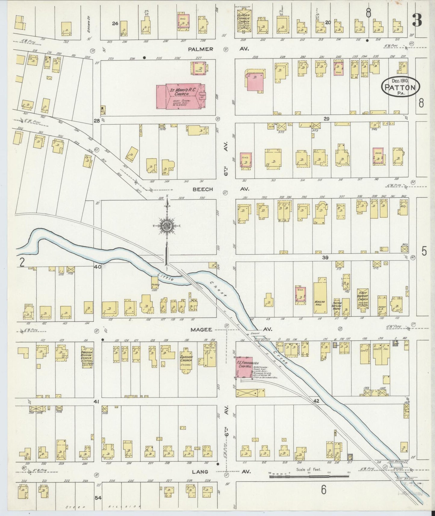 Sanborn Fire Insurance Map from Patton, Cambria County, Pennsylvania (1910), Sheet #0003 - Complete Map Set gallery image, historic Sanborn map, vintage wall art, Pennsylvania Pennsylvania