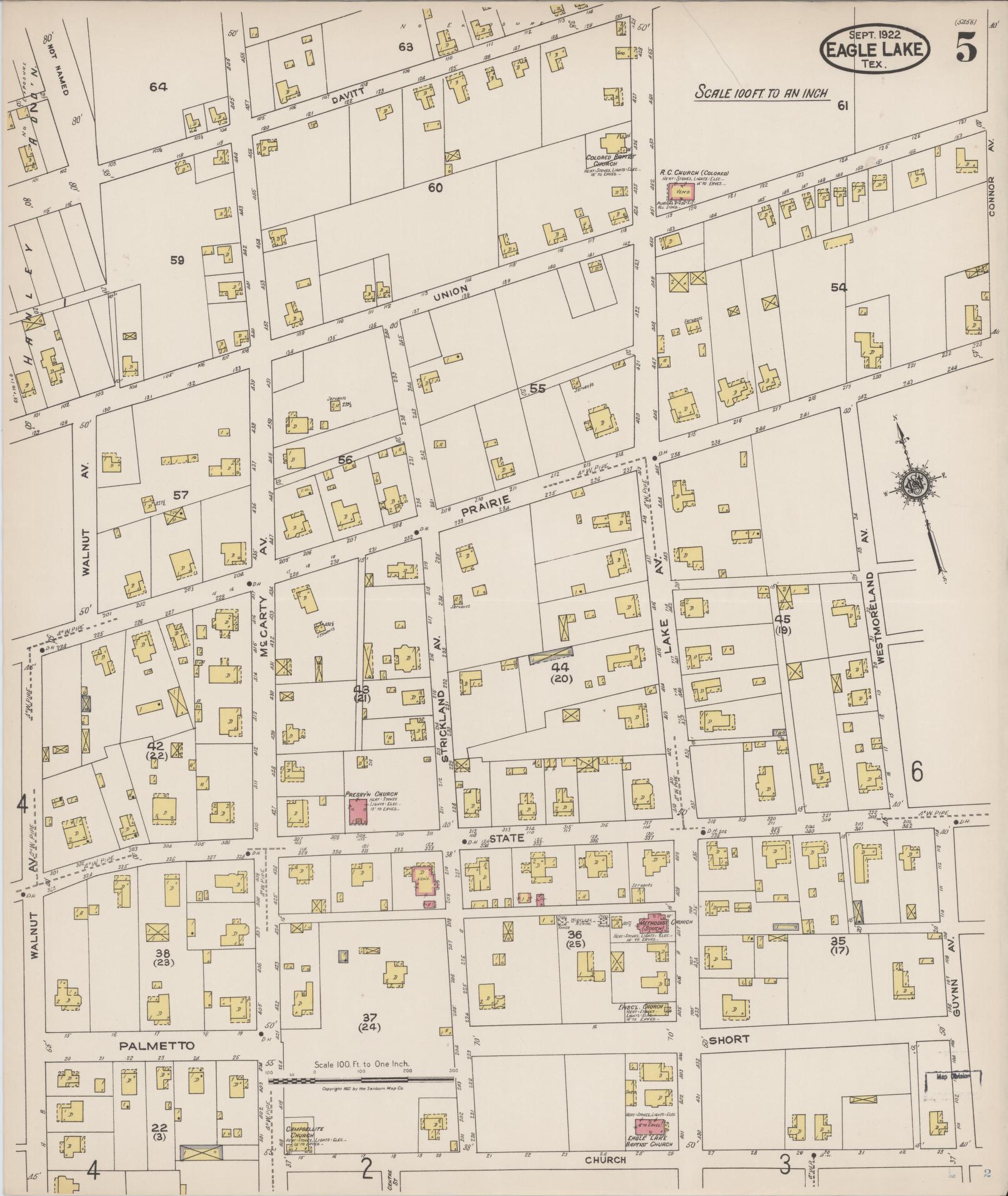 Sanborn Fire Insurance Map from Eagle Lake, Colorado County, Texas (1922), Sheet #0005 - Complete Map Set gallery image, historic Sanborn map, vintage wall art, Eagle Lake Colorado
