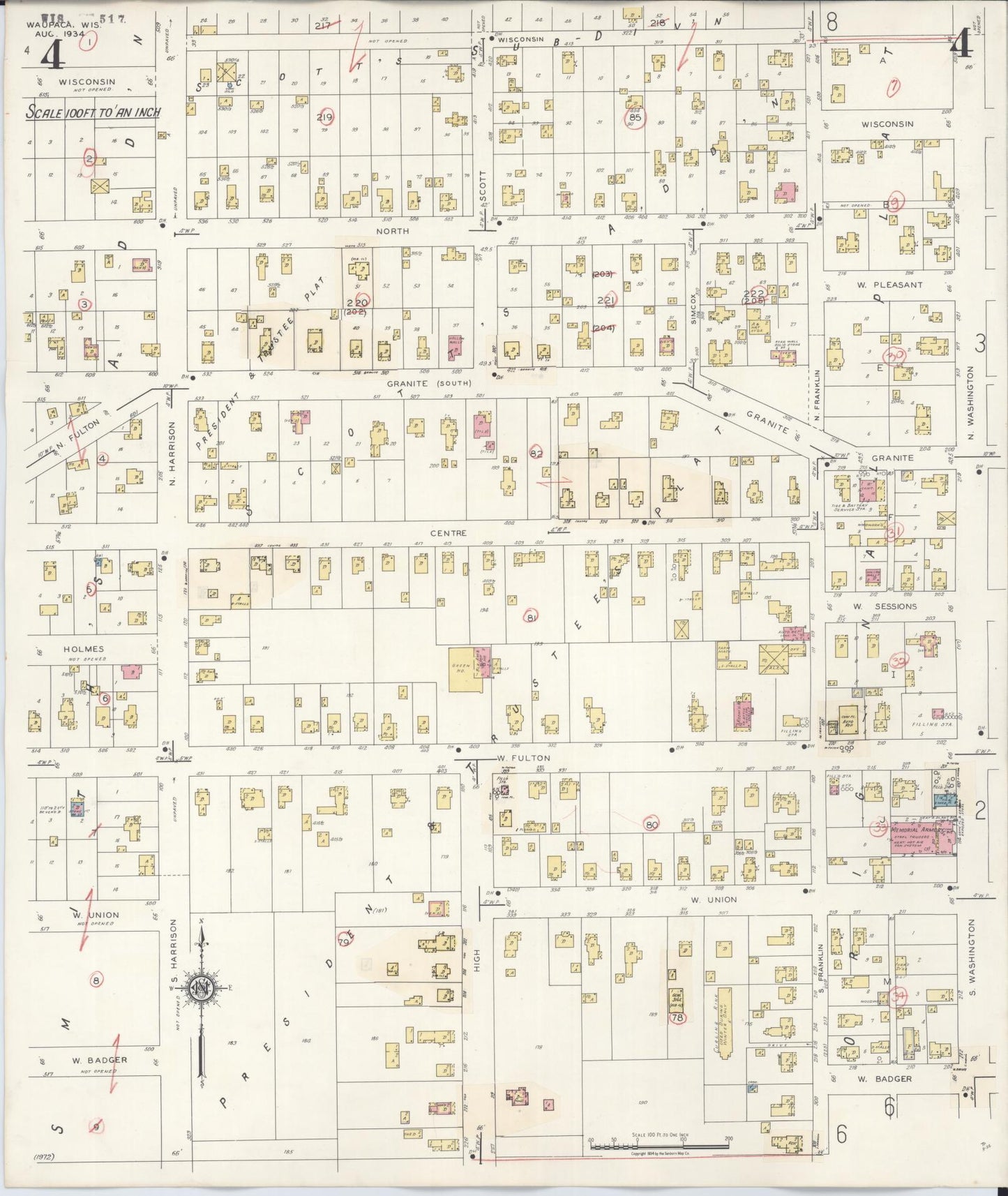 Sanborn Fire Insurance Map from Waupaca, Waupaca County, Wisconsin (1941), Sheet #0004 - Complete Map Set gallery image, historic Sanborn map, vintage wall art, Wisconsin Wisconsin