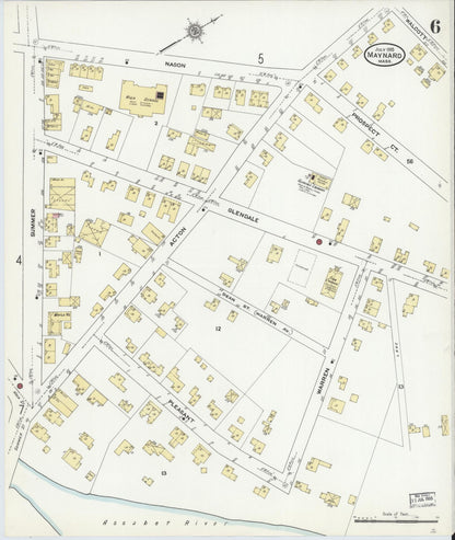 Sanborn Fire Insurance Map from Maynard, Middlesex County, Massachusetts (1910), Sheet #0006 - Complete Map Set gallery image, historic Sanborn map, vintage wall art, Massachusetts Massachusetts