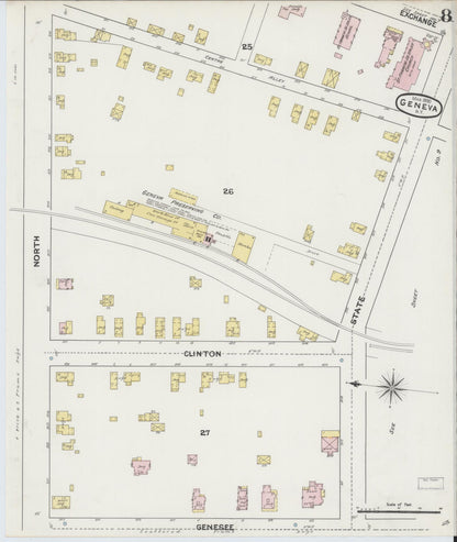 Sanborn Fire Insurance Map from Geneva, Ontario County, New York (1890), Sheet #0008 - Historic Sanborn Fire Insurance Map Print, vintage old map wall art, antique decor, genealogy gift, New York New York map