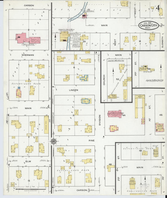 Sanborn Fire Insurance Map from Carson City, Montcalm County, Michigan (1918), Sheet #0004 - Historic Sanborn Fire Insurance Map Print, vintage old map wall art, antique decor, genealogy gift, Michigan Michigan map