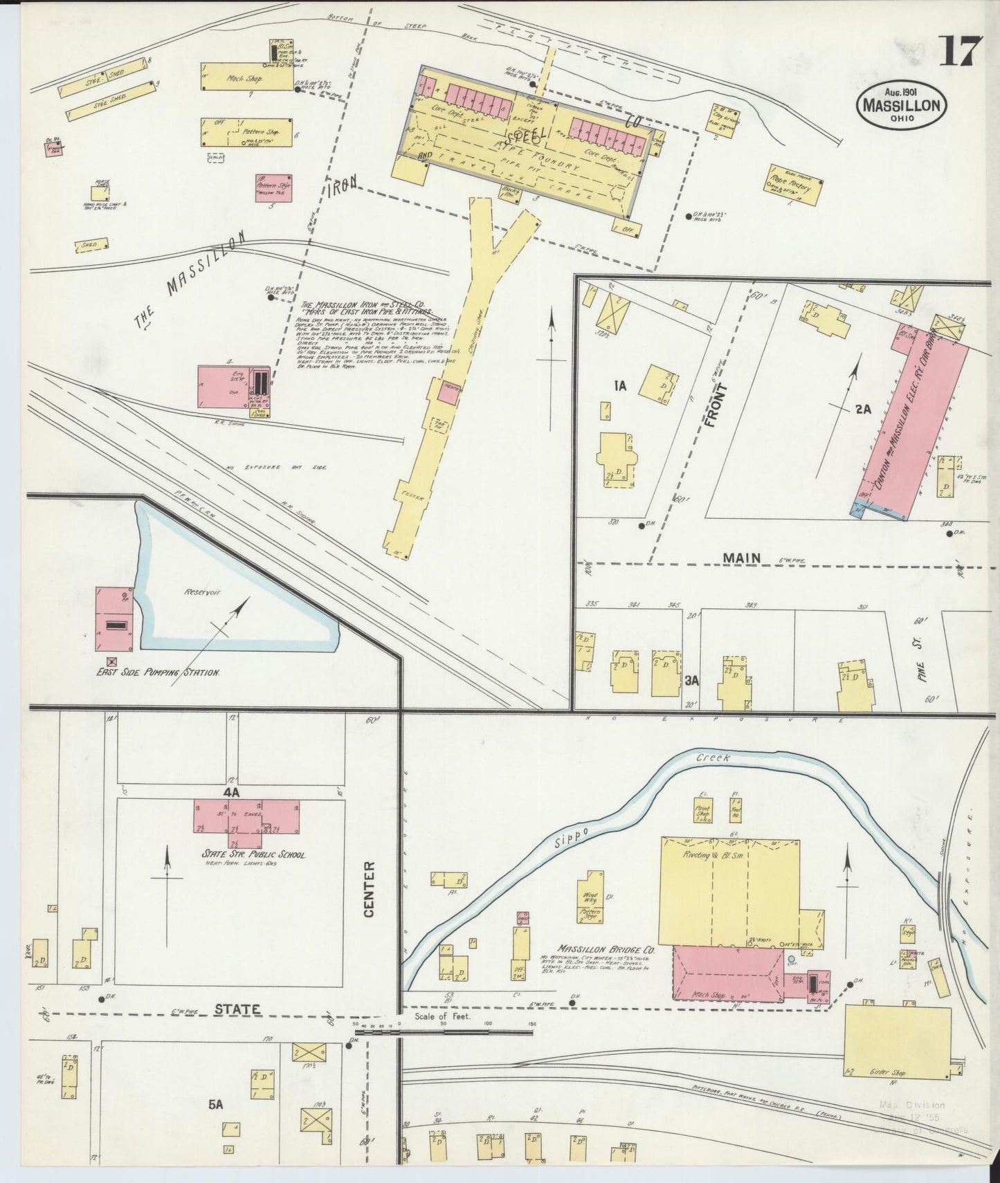 Sanborn Fire Insurance Map from Massillon, Stark County, Ohio (1901), Sheet #0017 - Historic Sanborn Fire Insurance Map Print, vintage old map wall art, antique decor, genealogy gift, Ohio Ohio map