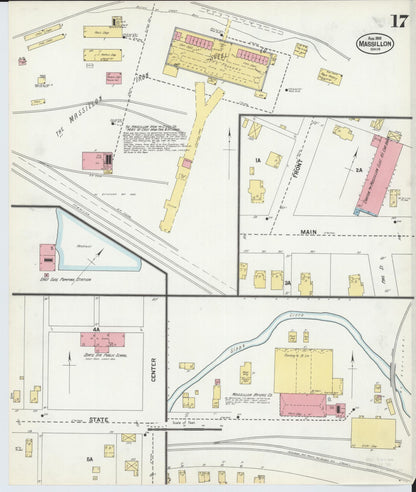 Sanborn Fire Insurance Map from Massillon, Stark County, Ohio (1901), Sheet #0017 - Historic Sanborn Fire Insurance Map Print, vintage old map wall art, antique decor, genealogy gift, Ohio Ohio map