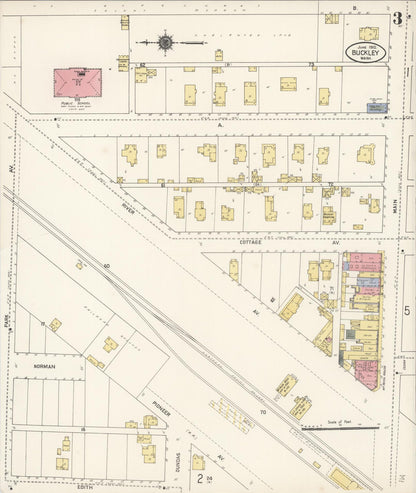 Sanborn Fire Insurance Map from Buckley, Pierce County, Washington (1910), Sheet #0003 - Complete Map Set gallery image, historic Sanborn map, vintage wall art, Washington Washington