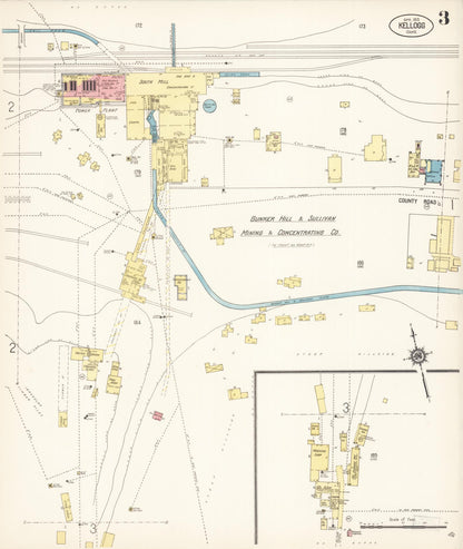 Sanborn Fire Insurance Map from Kellogg, Shoshone County, Idaho (1915), Sheet #0003 - Complete Map Set gallery image, historic Sanborn map, vintage wall art, Idaho Idaho