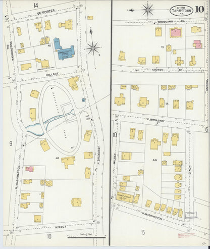 Sanborn Fire Insurance Map from Tarrytown, Westchester County, New York (1903), Sheet #0010 - Historic Sanborn Fire Insurance Map Print, vintage old map wall art, antique decor, genealogy gift, New York New York map