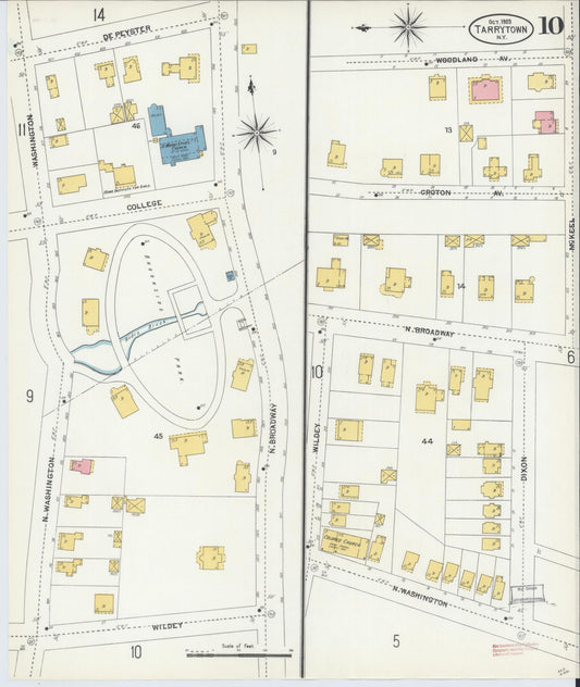 Sanborn Fire Insurance Map from Tarrytown, Westchester County, New York (1903), Sheet #0010 - Historic Sanborn Fire Insurance Map Print, vintage old map wall art, antique decor, genealogy gift, New York New York map