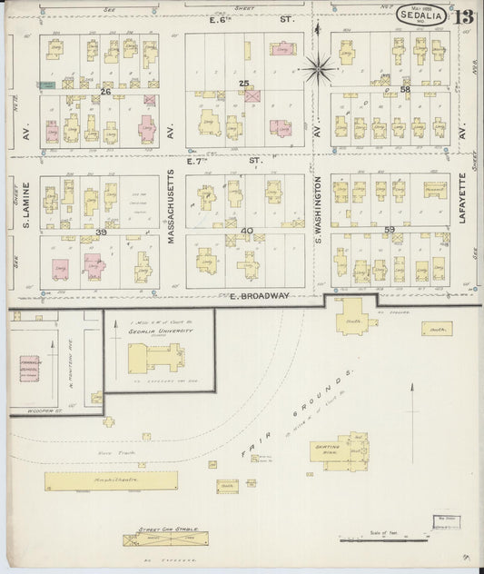 Sanborn Fire Insurance Map from Sedalia, Pettis County, Missouri (1888), Sheet #0013 - Historic Sanborn Fire Insurance Map Print, vintage old map wall art, antique decor, genealogy gift, Missouri Missouri map
