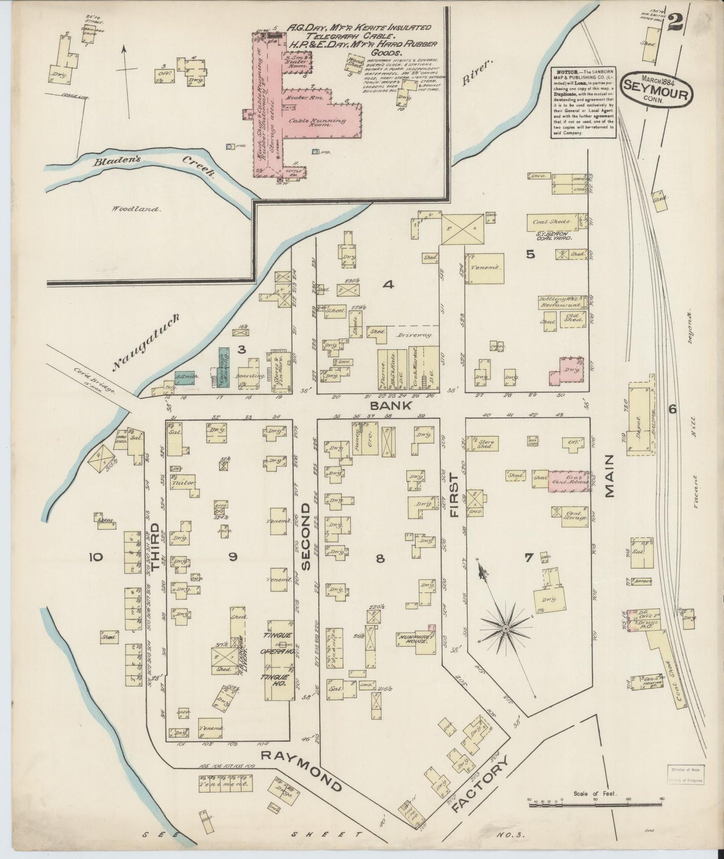 Sanborn Fire Insurance Map from Seymour, New Haven County, Connecticut (1884), Sheet #0002 - Complete Map Set gallery image, historic Sanborn map, vintage wall art, Connecticut Connecticut