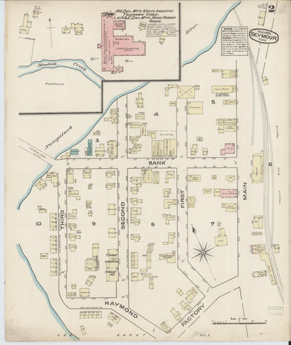 Sanborn Fire Insurance Map from Seymour, New Haven County, Connecticut (1884), Sheet #0002 - Complete Map Set gallery image, historic Sanborn map, vintage wall art, Connecticut Connecticut