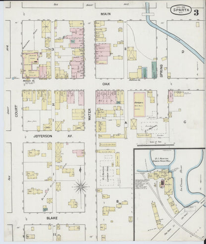 Sanborn Fire Insurance Map from Sparta, Monroe County, Wisconsin (1889), Sheet #0003 - Historic Sanborn Fire Insurance Map Print, vintage old map wall art, antique decor, genealogy gift, Wisconsin Wisconsin map