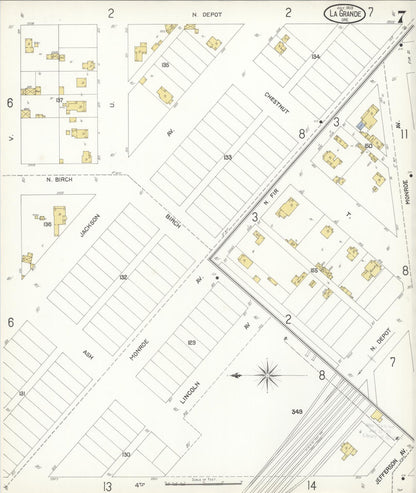 Sanborn Fire Insurance Map from La Grande, Union County, Oregon (1903), Sheet #0007 - Complete Map Set gallery image, historic Sanborn map, vintage wall art, Oregon Oregon