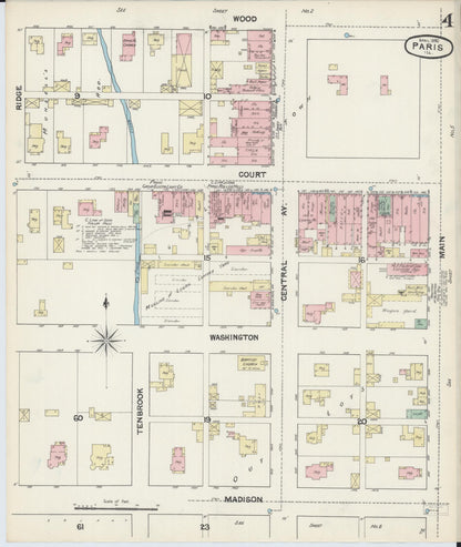 Sanborn Fire Insurance Map from Paris, Edgar County, Illinois (1890), Sheet #0004 - Complete Map Set gallery image, historic Sanborn map, vintage wall art, Illinois Illinois