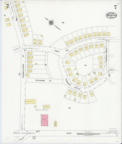 Sanborn Fire Insurance Map from Weirton, Hancock County, West Virginia (1923), Sheet #0007 - Complete Map Set gallery image, historic Sanborn map, vintage wall art, West Virginia West Virginia
