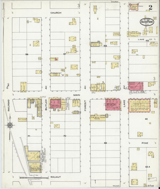 Sanborn Fire Insurance Map from Avon Park, Highlands County, Florida (1920), Sheet #0002 - Historic Sanborn Fire Insurance Map Print, vintage old map wall art, antique decor, genealogy gift, Florida Florida map