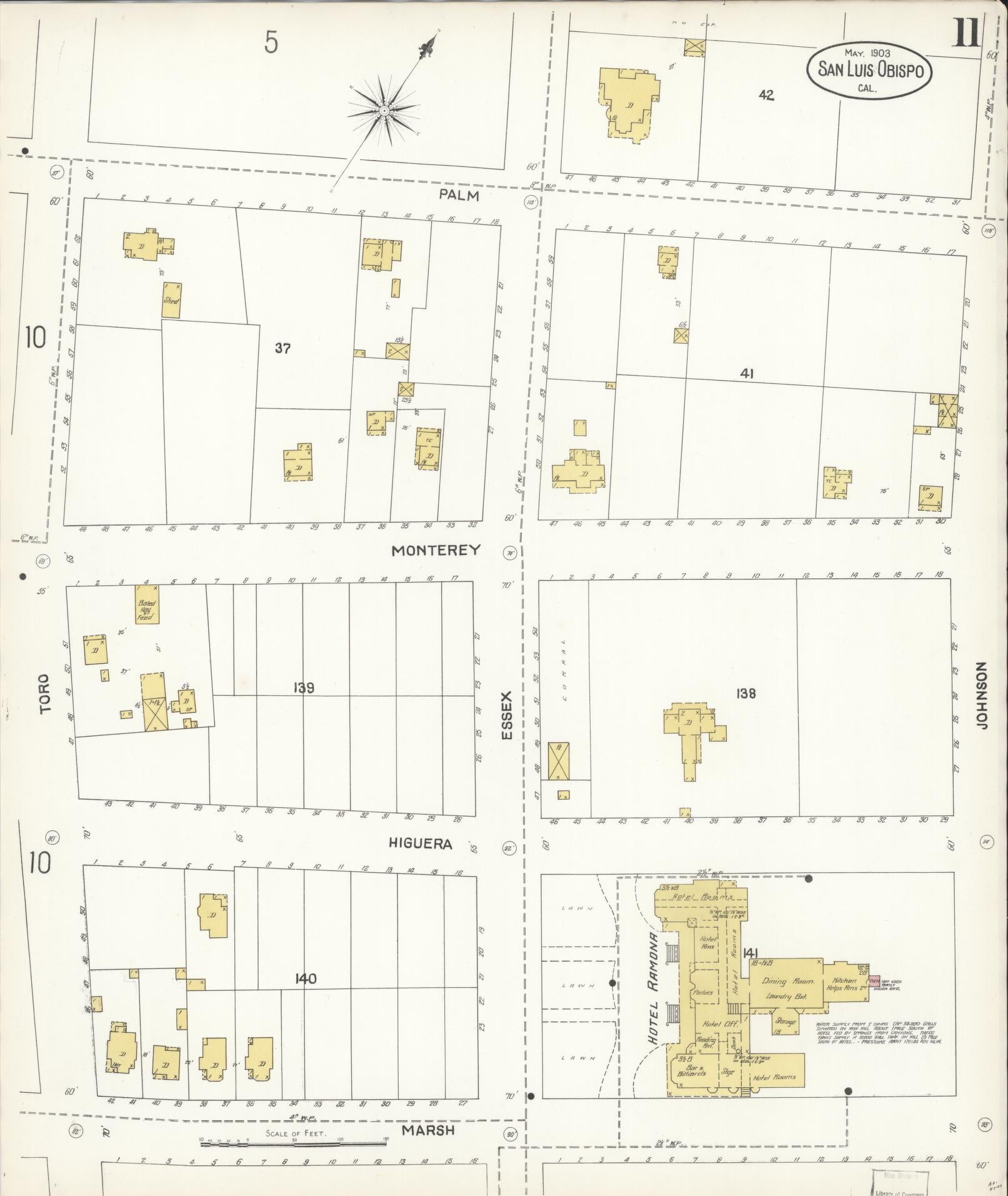 Sanborn Fire Insurance Map from San Luis Obispo, San Luis Obispo County, California (1903), Sheet #0011 - Complete Map Set gallery image, historic Sanborn map, vintage wall art, California California