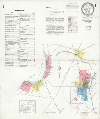 Sanborn Fire Insurance Map from Angola, Erie County, New York (1933), Sheet #0001 - Historic Sanborn Fire Insurance Map Print, vintage old map wall art, antique decor, genealogy gift, New York New York map