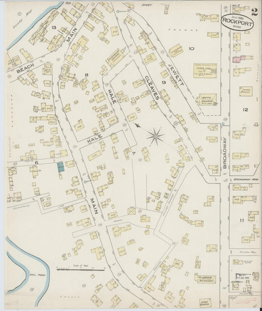 Sanborn Fire Insurance Map from Rockport, Essex County, Massachusetts (1885), Sheet #0002 - Historic Sanborn Fire Insurance Map Print, vintage old map wall art, antique decor, genealogy gift, Massachusetts Massachusetts map