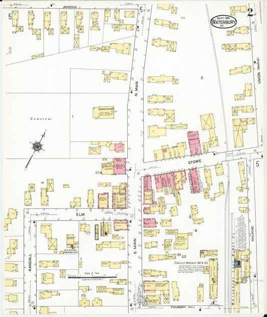 Sanborn Fire Insurance Map from Waterbury, Washington County, Vermont (1919), Sheet #0002 - Historic Sanborn Fire Insurance Map Print, vintage old map wall art, antique decor, genealogy gift, Vermont Vermont map