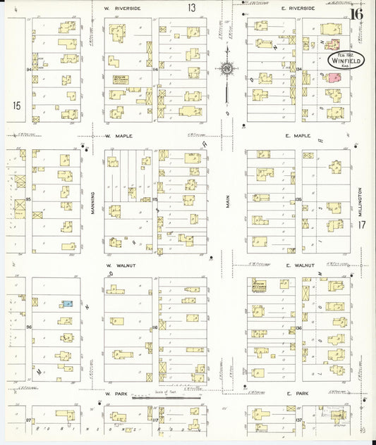 Sanborn Fire Insurance Map from Winfield, Cowley County, Kansas (1912), Sheet #0016 - Historic Sanborn Fire Insurance Map Print, vintage old map wall art, antique decor, genealogy gift, Kansas Kansas map