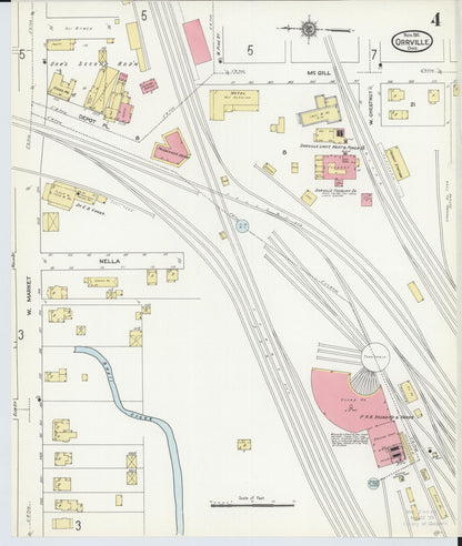 Sanborn Fire Insurance Map from Orrville, Wayne County, Ohio (1911), Sheet #0004 - Historic Sanborn Fire Insurance Map Print, vintage old map wall art, antique decor, genealogy gift, Ohio Ohio map