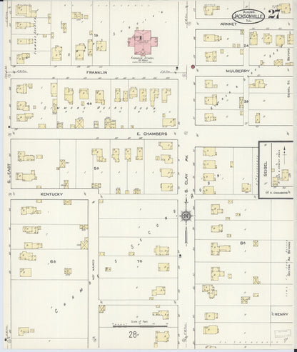 Sanborn Fire Insurance Map from Jacksonville, Morgan County, Illinois (1914), Sheet #0027 - Complete Map Set gallery image, historic Sanborn map, vintage wall art, Illinois Illinois