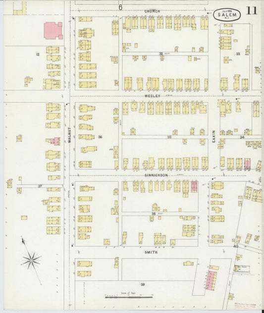 Sanborn Fire Insurance Map from Salem, Salem County, New Jersey (1896), Sheet #0011 - Historic Sanborn Fire Insurance Map Print, vintage old map wall art, antique decor, genealogy gift, New Jersey New Jersey map