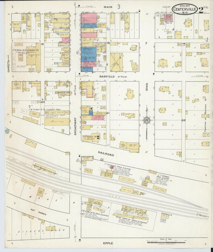 Sanborn Fire Insurance Map from Centerville, Turner County, South Dakota (1917), Sheet #0002 - Complete Map Set gallery image, historic Sanborn map, vintage wall art, South Dakota South Dakota