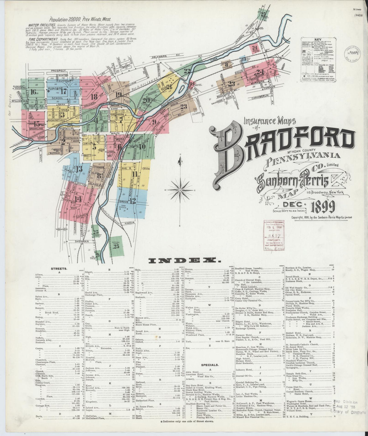 Sanborn Fire Insurance Map from Bradford, McKean County, Pennsylvania (1899), Sheet #0001 - Complete Map Set gallery image, historic Sanborn map, vintage wall art, Pennsylvania Pennsylvania