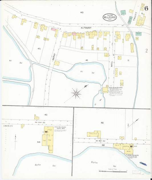Sanborn Fire Insurance Map from Milford, Kent And Sussex Counties, Delaware (1904), Sheet #0006 - Historic Sanborn Fire Insurance Map Print, vintage old map wall art, antique decor, genealogy gift, Delaware Delaware map