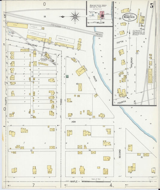 Sanborn Fire Insurance Map from Momence, Kankakee County, Illinois (1907), Sheet #0005 - Historic Sanborn Fire Insurance Map Print, vintage old map wall art, antique decor, genealogy gift, Illinois Illinois map