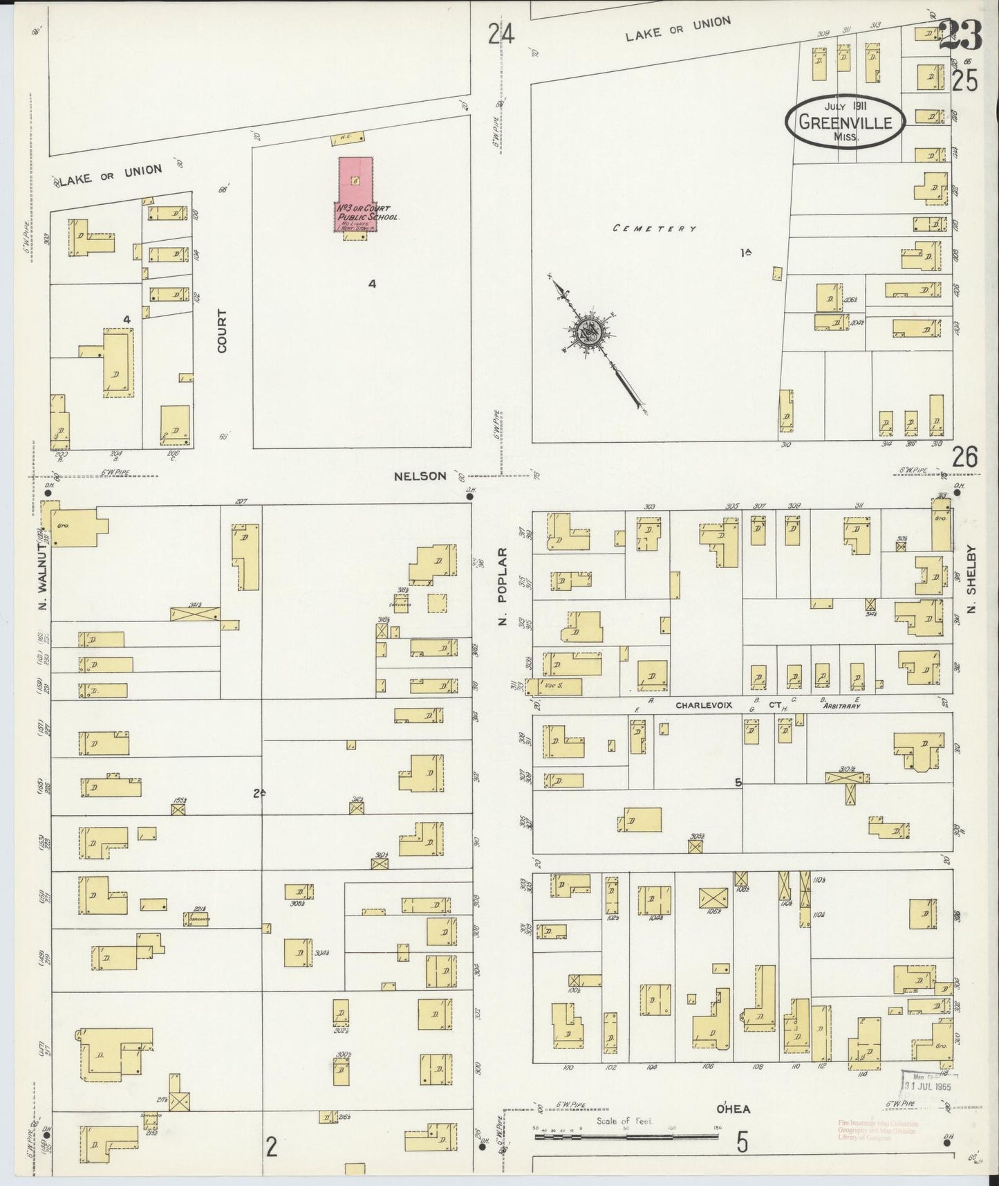 Sanborn Fire Insurance Map from Greenville, Washington County, Mississippi (1911), Sheet #0023 - Complete Map Set gallery image, historic Sanborn map, vintage wall art, Mississippi Mississippi