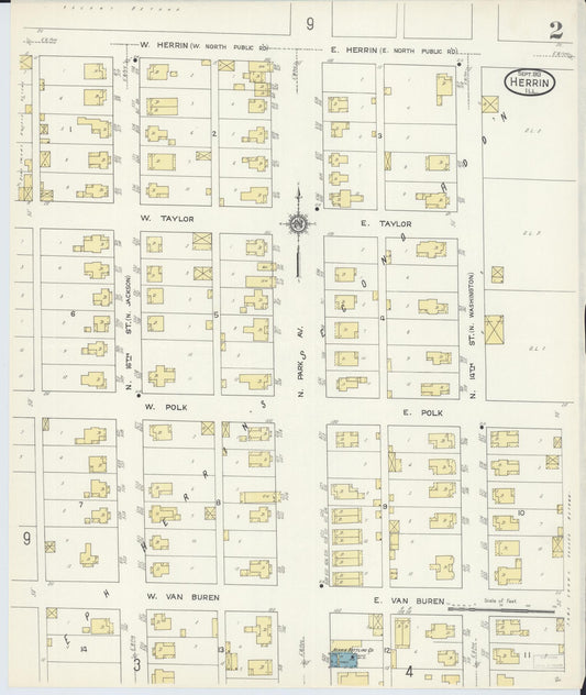 Sanborn Fire Insurance Map from Herrin, Williamson County, Illinois (1913), Sheet #0002 - Historic Sanborn Fire Insurance Map Print, vintage old map wall art, antique decor, genealogy gift, Illinois Illinois map