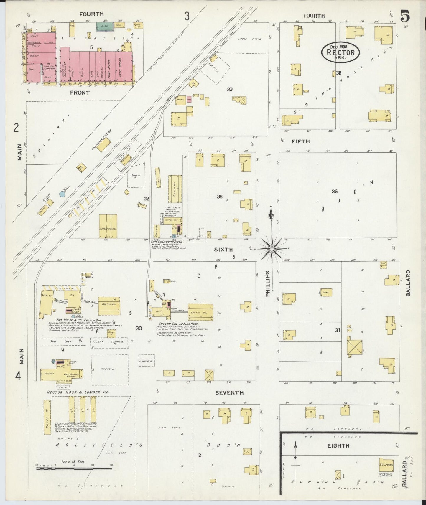 Sanborn Fire Insurance Map from Rector, Clay County, Arkansas (1908), Sheet #0005 - Complete Map Set gallery image, historic Sanborn map, vintage wall art, Arkansas Arkansas