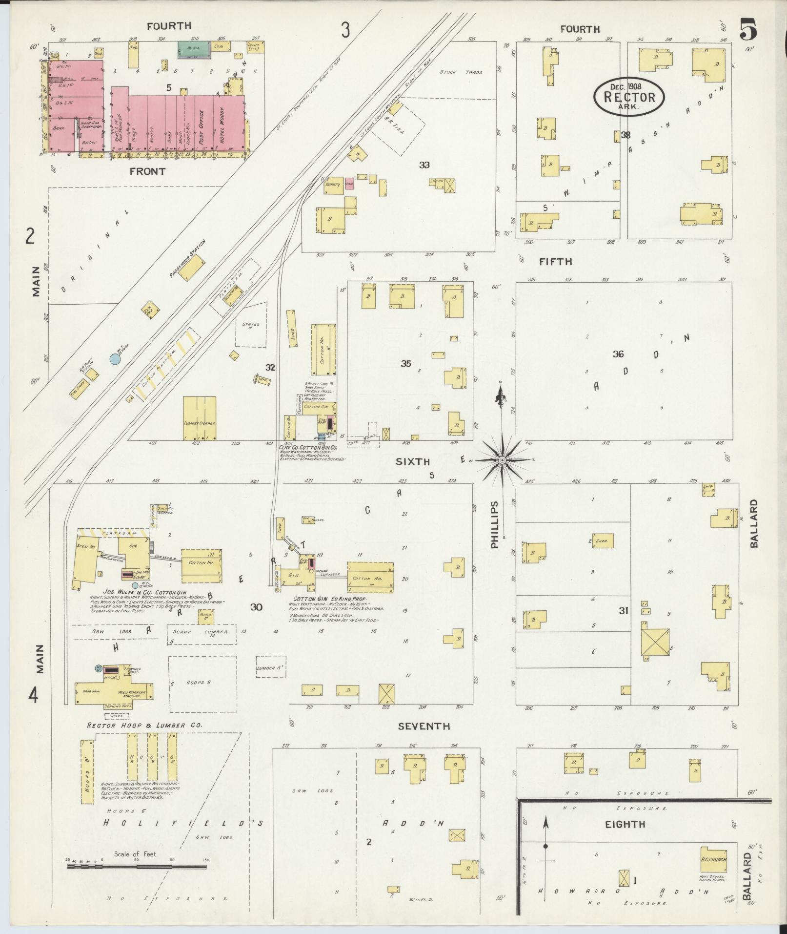 Sanborn Fire Insurance Map from Rector, Clay County, Arkansas (1908), Sheet #0005 - Complete Map Set gallery image, historic Sanborn map, vintage wall art, Arkansas Arkansas