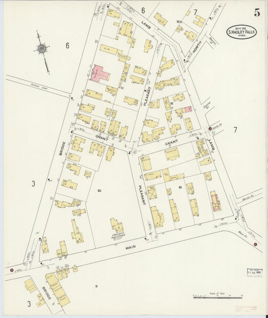 Sanborn Fire Insurance Map from South Hadley Falls, Hampshire County, Massachusetts (1910), Sheet #0005 - Historic Sanborn Fire Insurance Map Print, vintage old map wall art, antique decor, genealogy gift, Massachusetts Massachusetts map