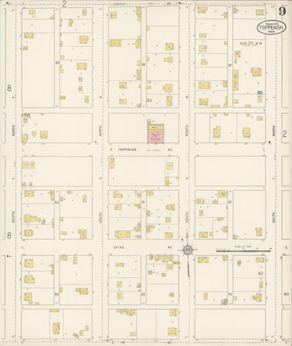 Sanborn Fire Insurance Map from Toppenish, Yakima County, Washington (1915), Sheet #0009 - Complete Map Set gallery image, historic Sanborn map, vintage wall art, Washington Washington