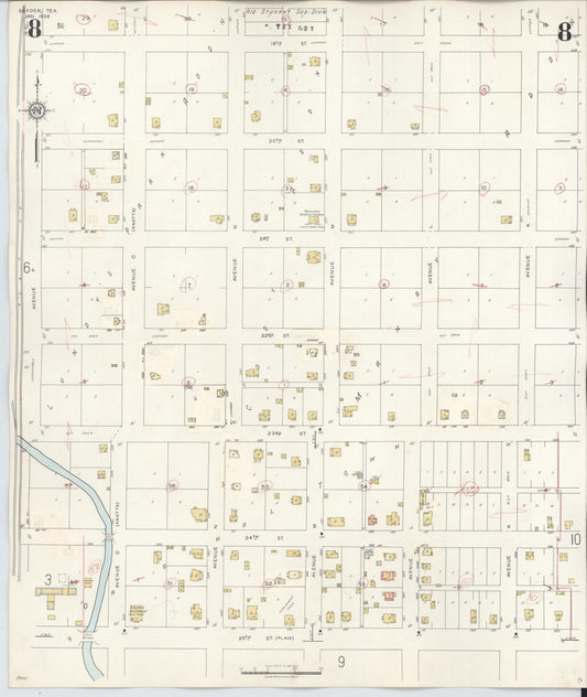 Sanborn Fire Insurance Map from Snyder, Scurry County, Texas (1942), Sheet #0008 - Historic Sanborn Fire Insurance Map Print, vintage old map wall art, antique decor, genealogy gift, Texas Texas map