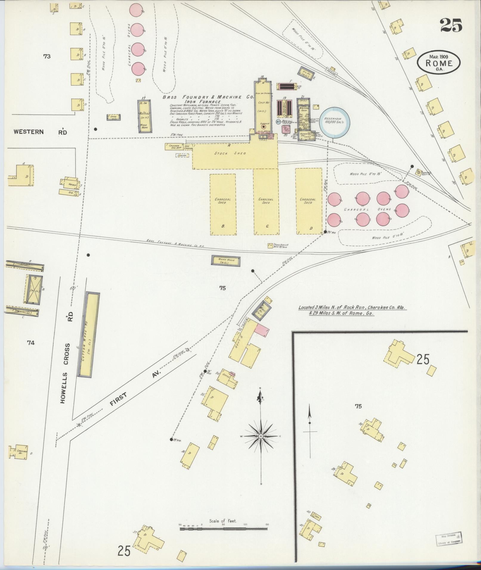 Sanborn Fire Insurance Map from Rome, Floyd County, Georgia (1909), Sheet #0025 - Complete Map Set gallery image, historic Sanborn map, vintage wall art, Georgia Georgia