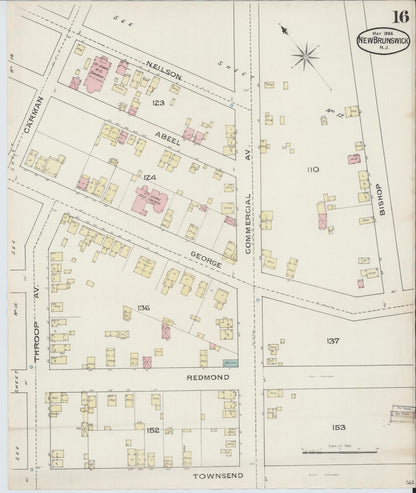 Sanborn Fire Insurance Map from New Brunswick, Middlesex County, New Jersey (1886), Sheet #0016 - Complete Map Set gallery image, historic Sanborn map, vintage wall art, New Jersey New Jersey