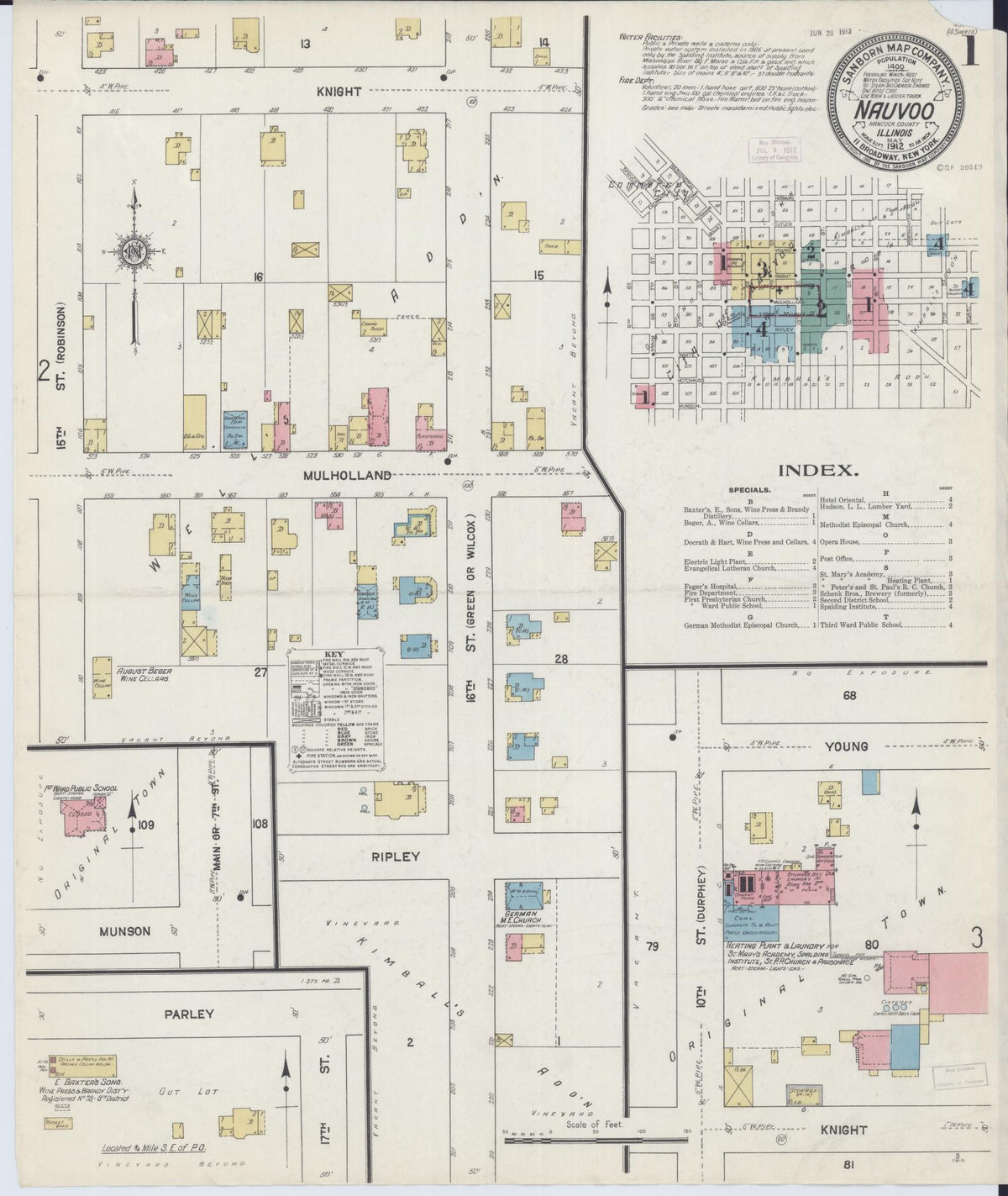 Sanborn Fire Insurance Map from Nauvoo, Hancock County, Illinois (1912), Sheet #0001 - Complete Map Set gallery image, historic Sanborn map, vintage wall art, Illinois Illinois
