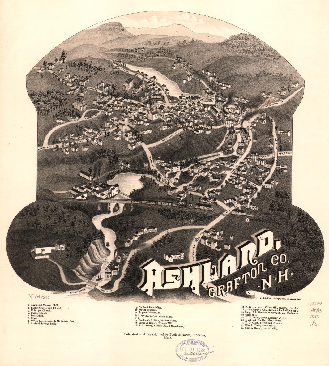 Ashland, Grafton Co., N.H. 1883. (1883) – Historic Bird’s-Eye View Panorama Print