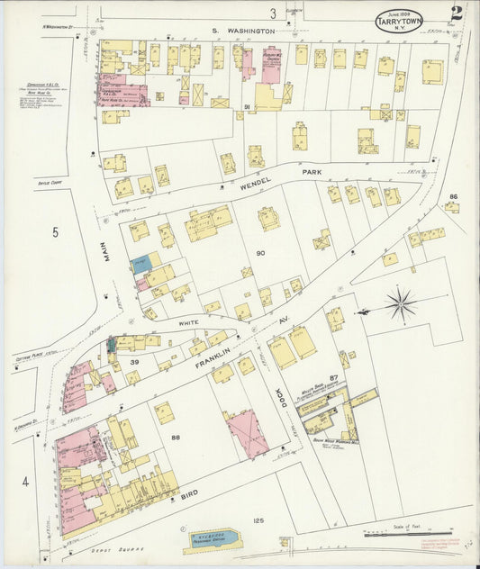 Sanborn Fire Insurance Map from Tarrytown, Westchester County, New York (1909), Sheet #0002 - Historic Sanborn Fire Insurance Map Print, vintage old map wall art, antique decor, genealogy gift, New York New York map
