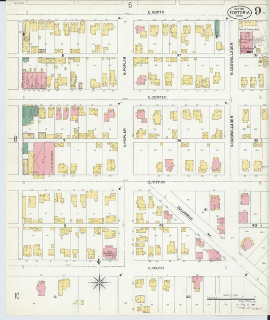 Sanborn Fire Insurance Map from Fostoria, Seneca, Hancock, And Wood Counties, Ohio (1901), Sheet #0009 - Historic Sanborn Fire Insurance Map Print, vintage old map wall art, antique decor, genealogy gift, Ohio Ohio map